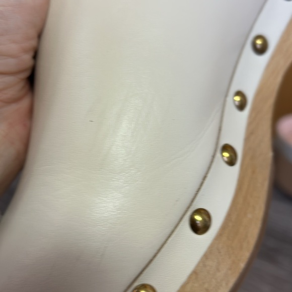 J. Crew Convertible Leather Studded Clogs Wood Slingback in Dusty Ivory 8.5 - Picture 14 of 17